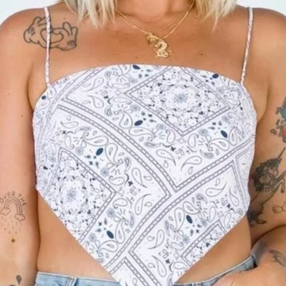 Princess Polly Cream and Black Paisley Camisole